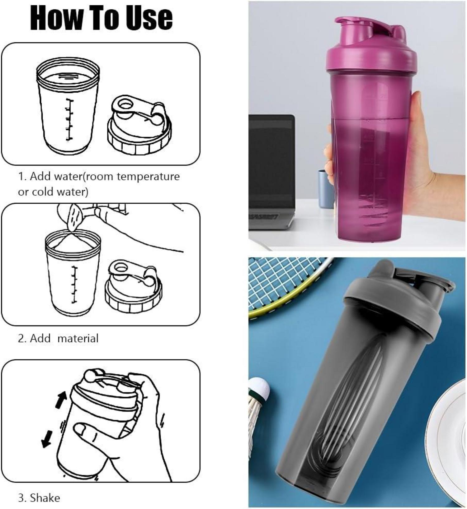 Protein Shaker 600ml Eiweiß Shaker Messskala BPA-frei Shake Becher