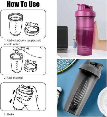 Protein Shaker 600ml Eiweiß Shaker Messskala BPA-frei Shake Becher