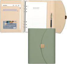 PU Leder A5 Binder Notizbuch mit 6 Ringen, grün