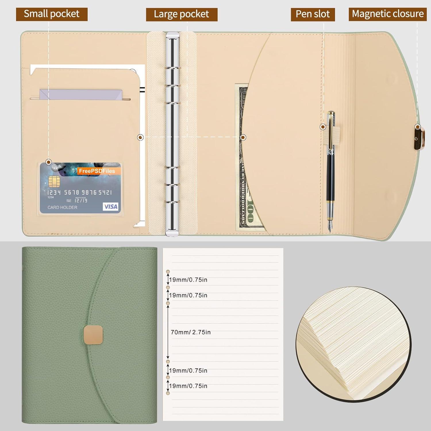 FYY PU Leder A5 Binder Notizbuch Planer mit gefüttertem