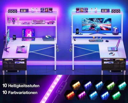 Eckschreibtisch L-förmig mit LED und Steckdosen - Modernes Design
