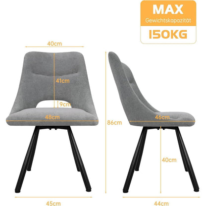 Drehbare Esszimmerstühle 2er Set – Grau, Komfort & Design