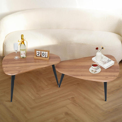 Ymahizax Couchtisch 2er Set Holz Beistelltische Oval Wohnzimmer Beistelltisch Nachttisch