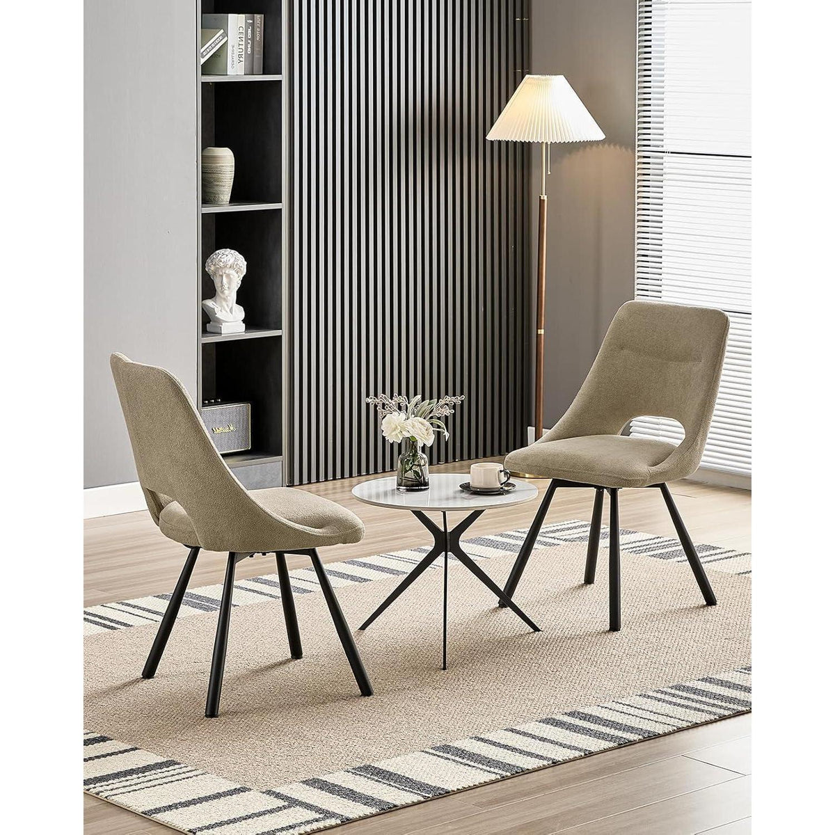 Drehbare Esszimmerstühle 6er Set – Bequeme Polsterstühle Khaki