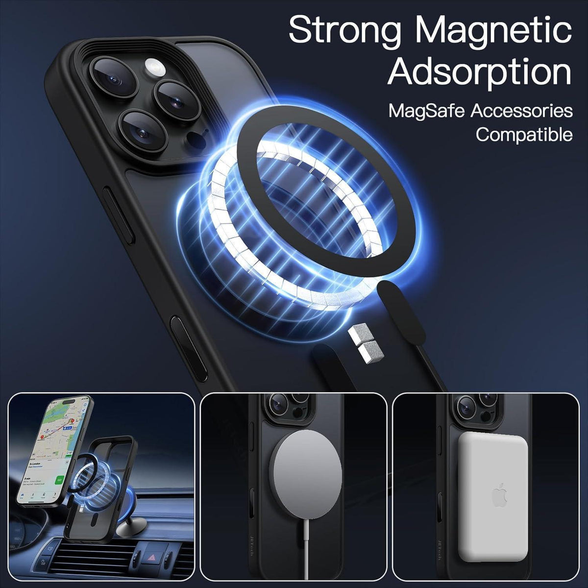 Magnetische Hülle für iPhone 16 Pro Max mit MagSafe, matt schwarz