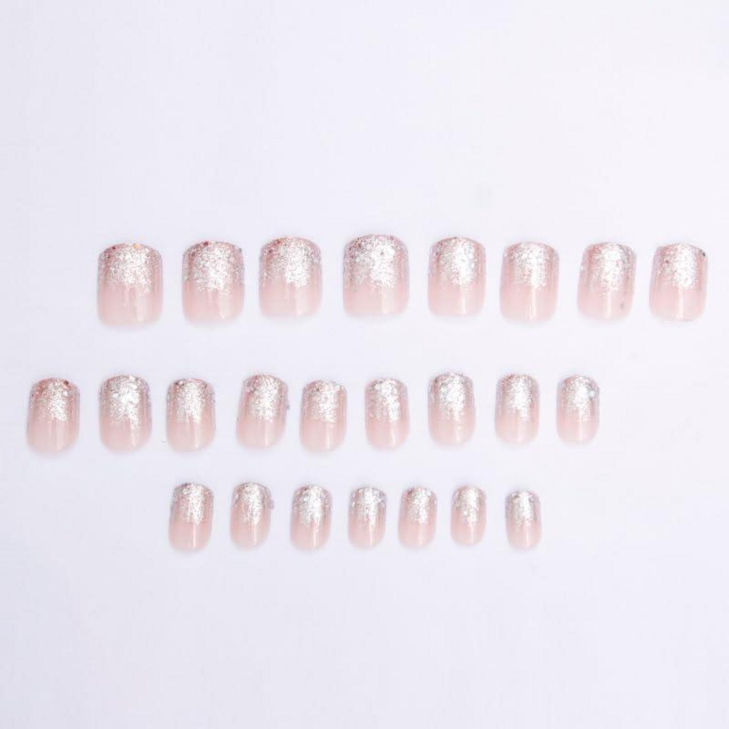 24 Stück Silber Glitzer Nägel Press on Kunstnägel für Frauen