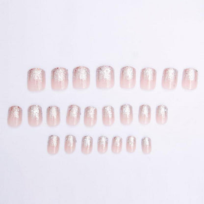 24 Stück Silber Glitzer Nägel Press on Kunstnägel für Frauen