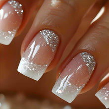 24er Set Silber Glitter Press-on Nägel milky&Glitter4