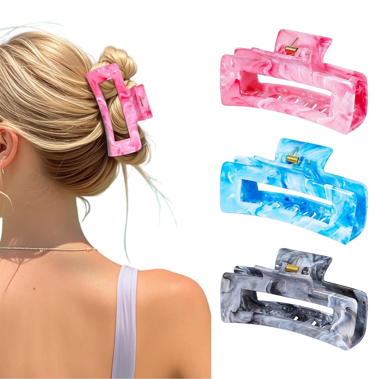 3 Stück Haarklammern Damen Mittelgroß Rutschfest Stark Tintenmalerei