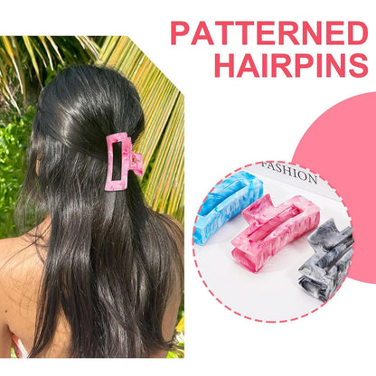 3 Stück Haarklammern für Damen Rutschfeste Mittelgroße Haarklammern Dünnes Haar Stark halt Tintenmalerei Design