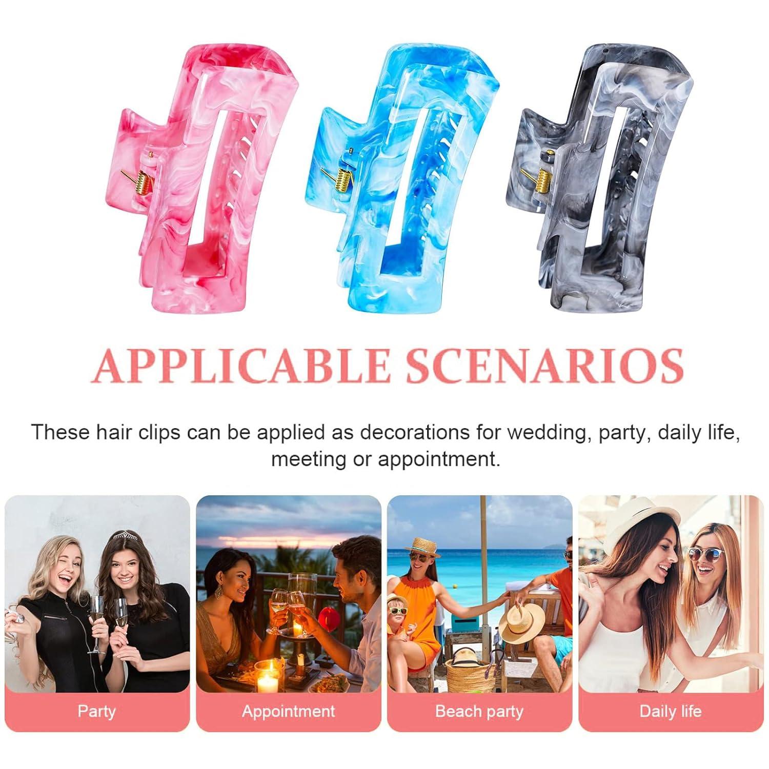 3 Stück Damen Haarklammern Rutschfest Mittelgroß Starker Halt Tintenmalerei