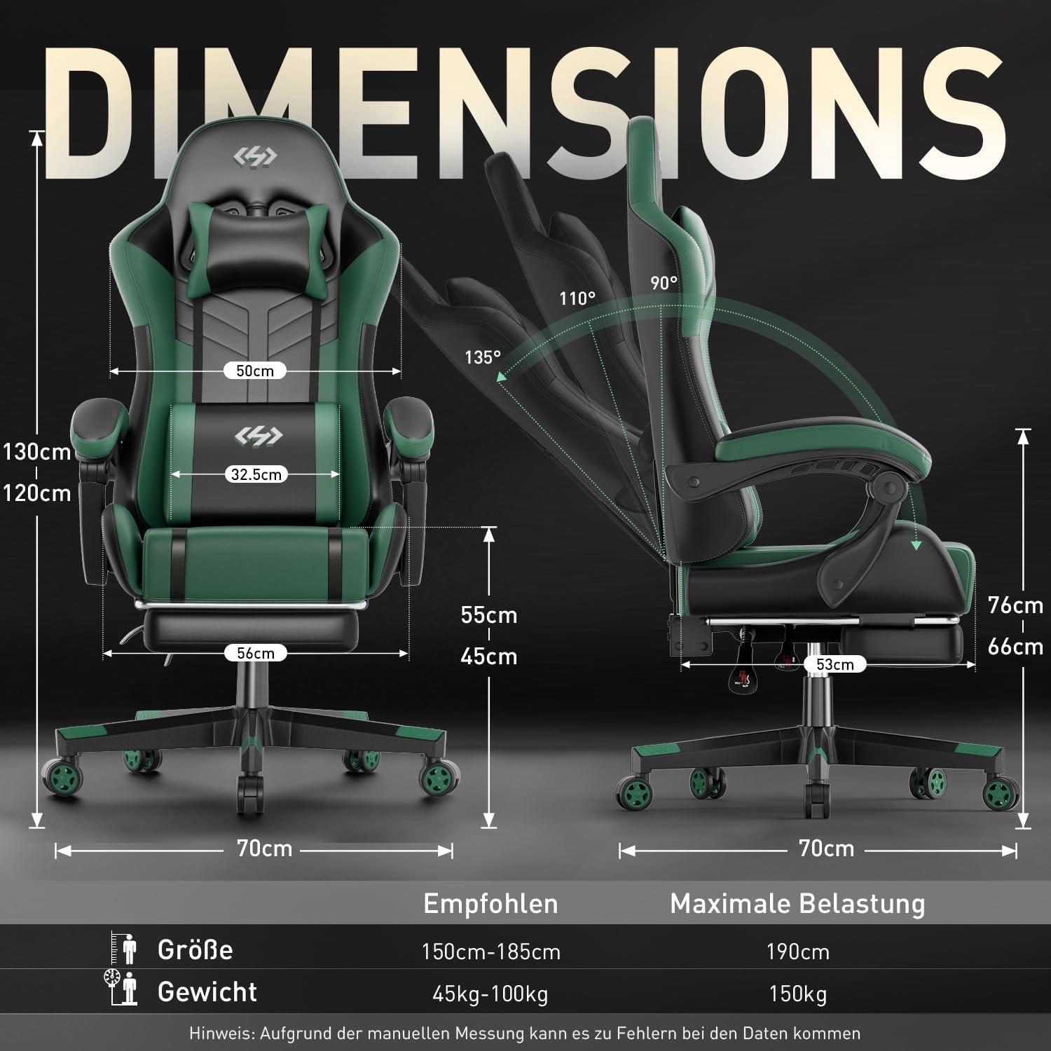 Gaming Stuhl mit Massagefunktion, Ergonomisch & Gepolstert