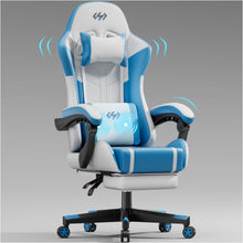 Hochwertiger Gaming Stuhl mit Massagefunktion in Weiß-Blau