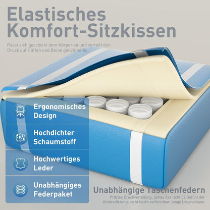 Gaming Stuhl Massagefunktion Weiß-Blau Ergonomisch Fußstütze