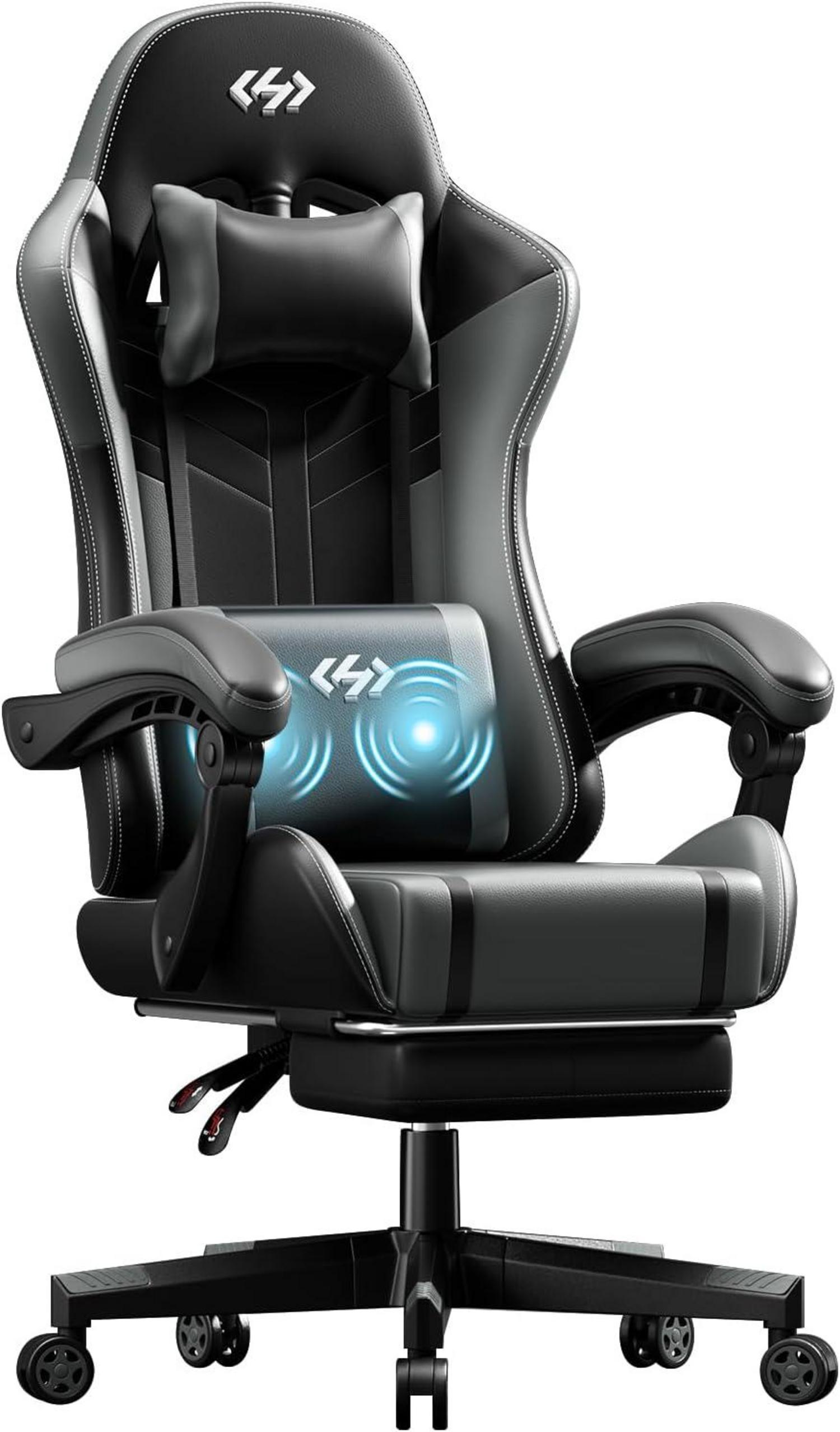 Gaming Stuhl mit Massagefunktion und Fußstütze