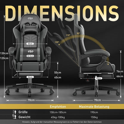 Gaming Stuhl mit Massagefunktion und Fußstütze