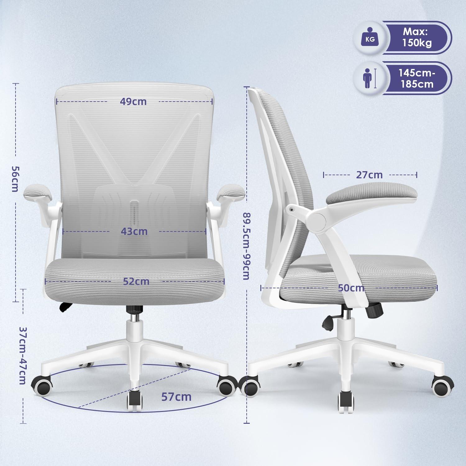 Ergonomischer Bürostuhl mit 150kg Belastbarkeit - Grau