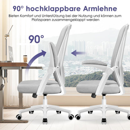 Ergonomischer Bürostuhl mit Lendenstütze Armlehnen Grau 150kg