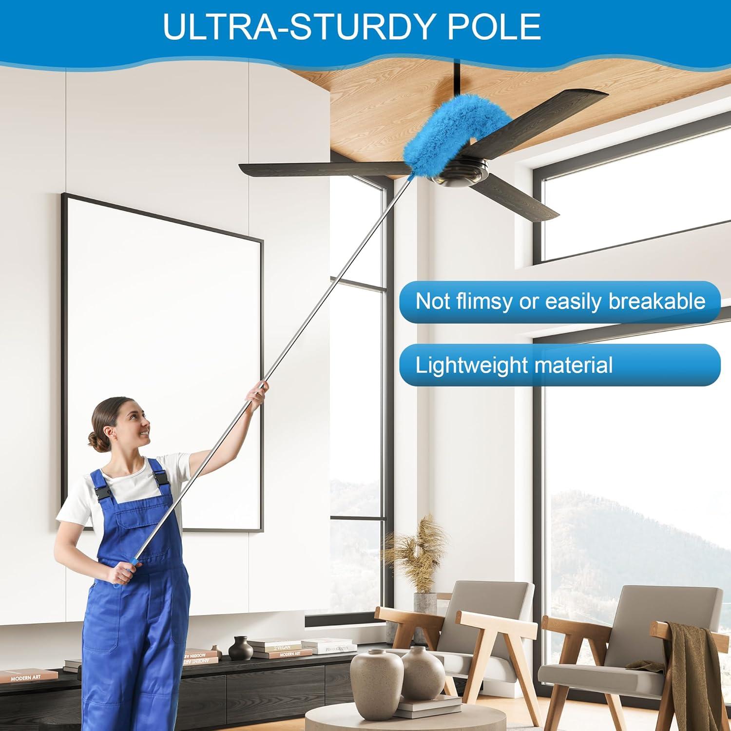 JEHONN Staubwedel Teleskop Lang Ausziehbar Mikrofaser 254 cm Spinnenwebenentferner