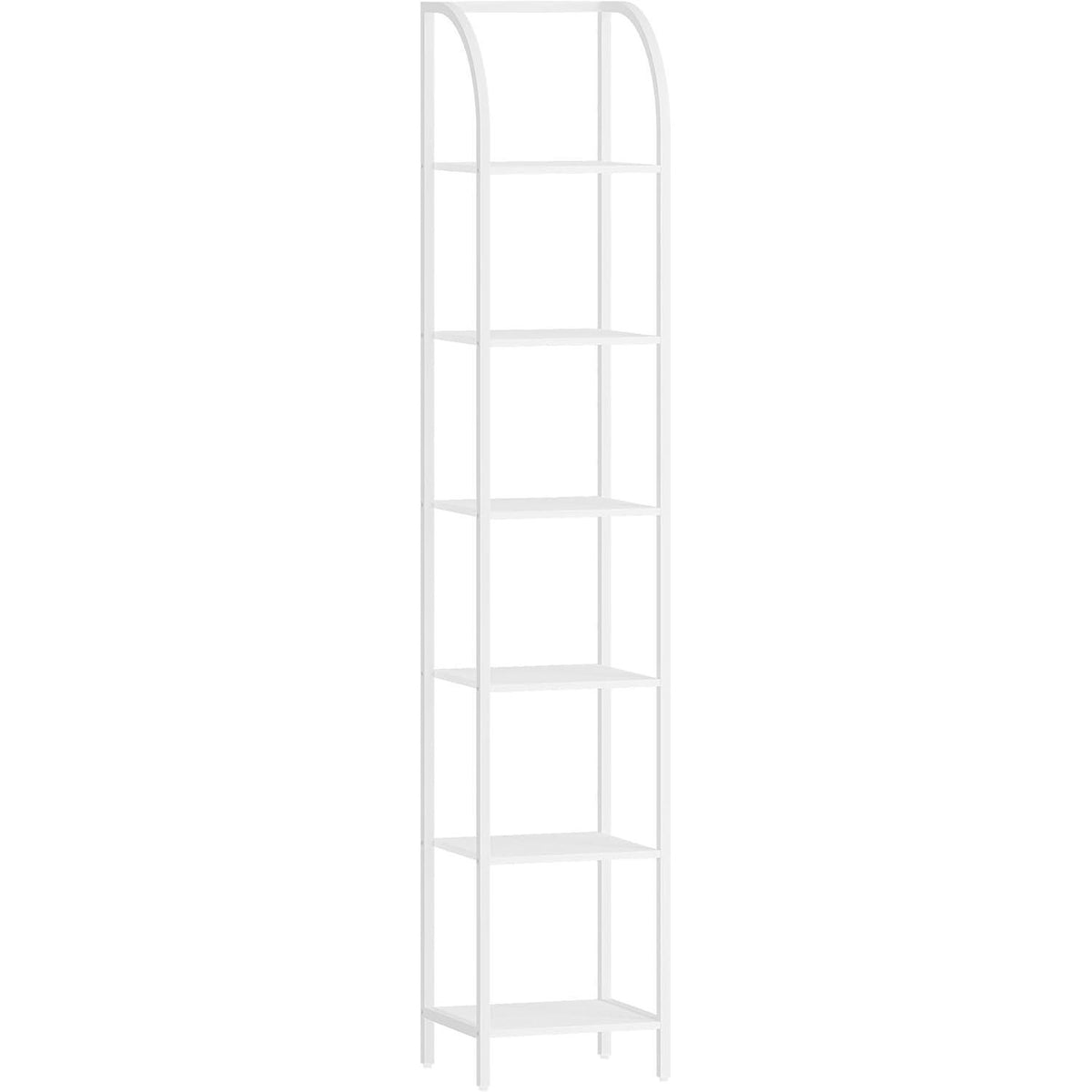 Schmales Bücherregal weiß, 6 Ebenen, Industriestil