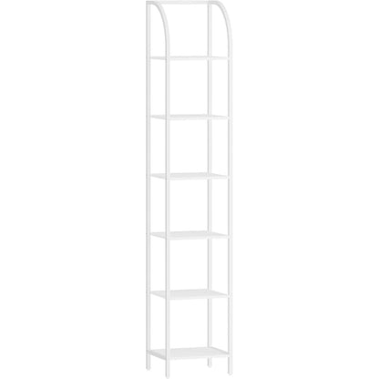 Schmales Bücherregal weiß, 6 Ebenen, Industriestil