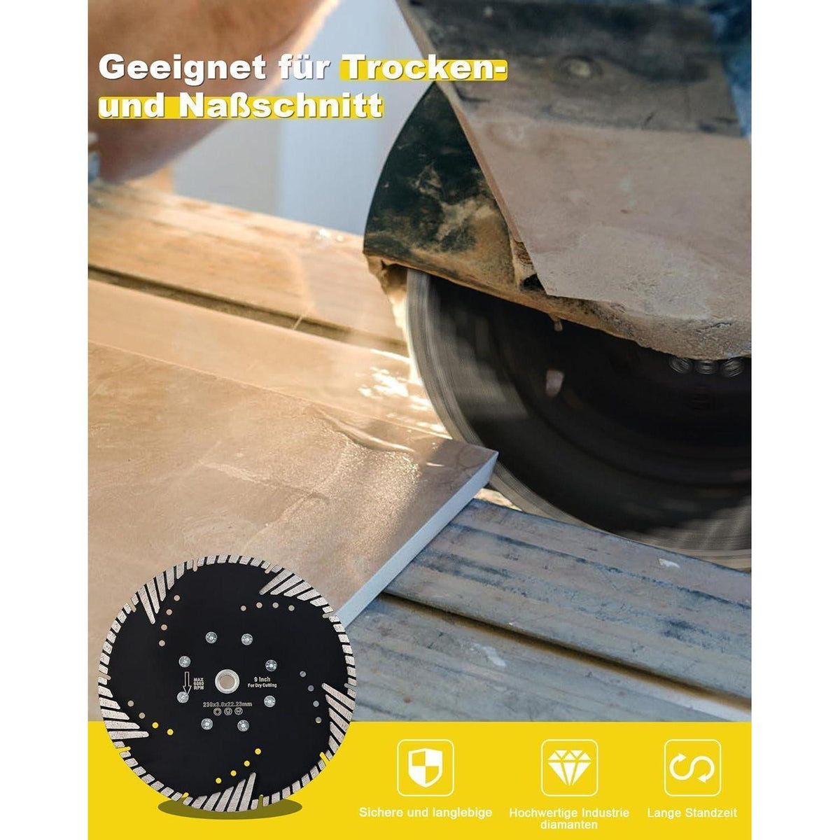 Diamanttrennscheibe 230mm M14 für Stein & Beton