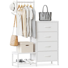 3-in-1 Kommode mit Kleiderstange & Schuhregal, Weiß