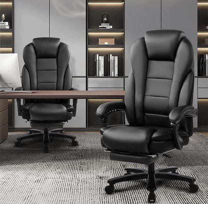 Ergonomischer Bürostuhl 210 kg PU Leder Schwarz