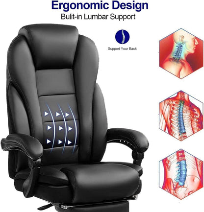 Schreibtischstuhl Bürostuhl 210 kg Belastbarkeit Schwarz Ergonomischer Chefsessel