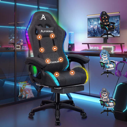 Ergonomischer Gamer Stuhl mit Massagefunktion & Lendenstütze