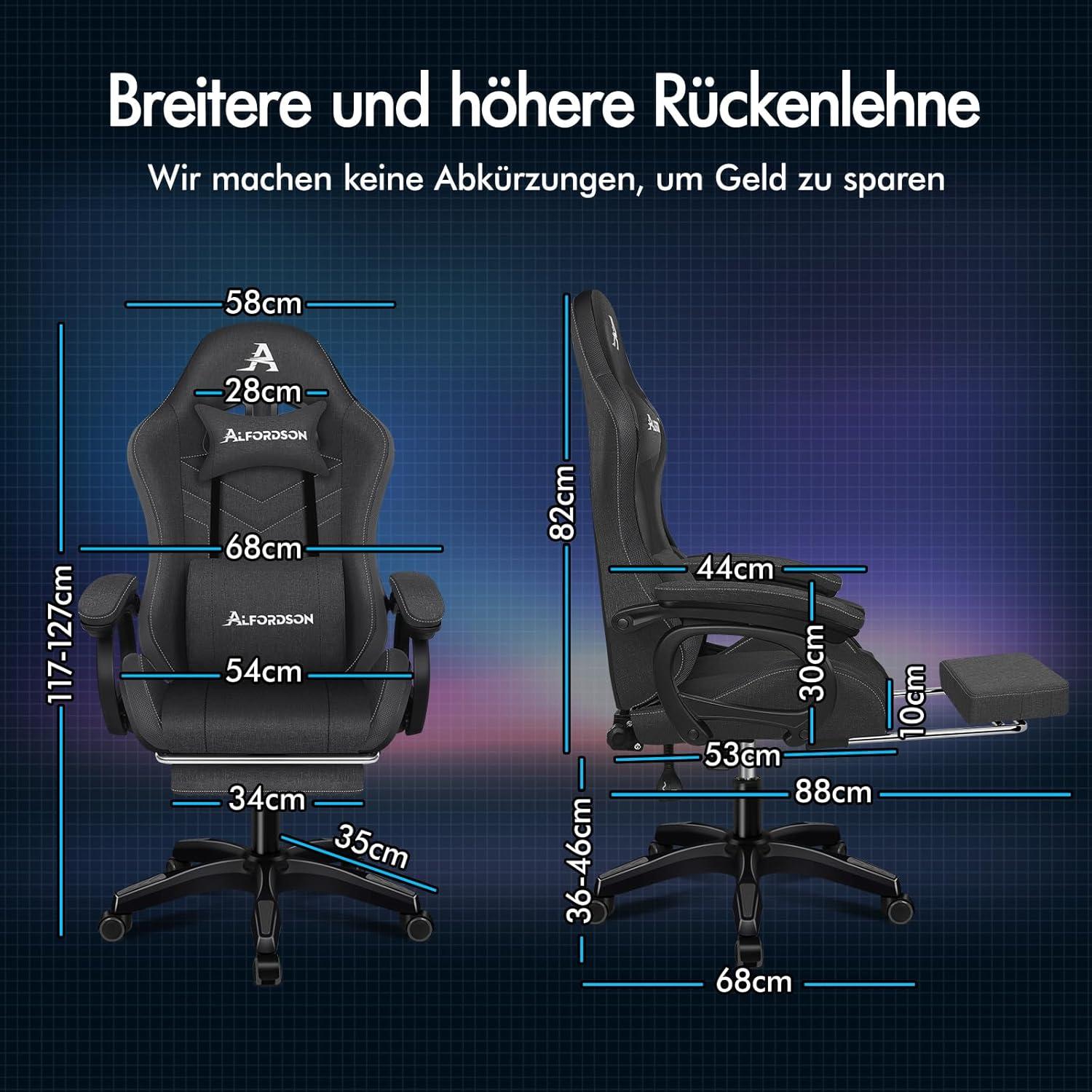 Ergonomischer Gamer Stuhl mit Massagefunktion, Grau