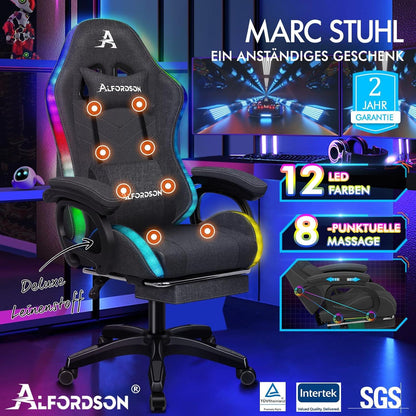 Ergonomischer Gamer Stuhl mit Massagefunktion & Lendenstütze