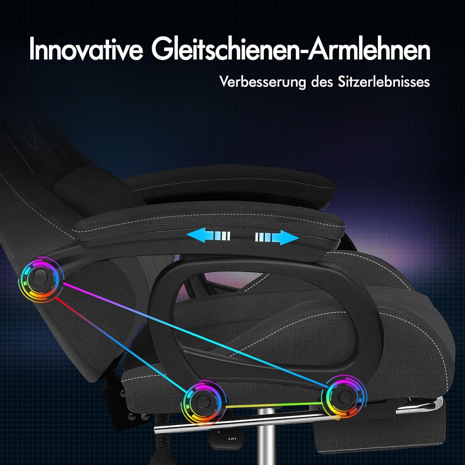 Ergonomischer Gaming Stuhl mit Massage & Lendenstütze Grau