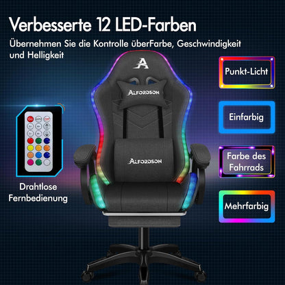 Ergonomischer Gaming Stuhl mit Massage & Lendenstütze Grau