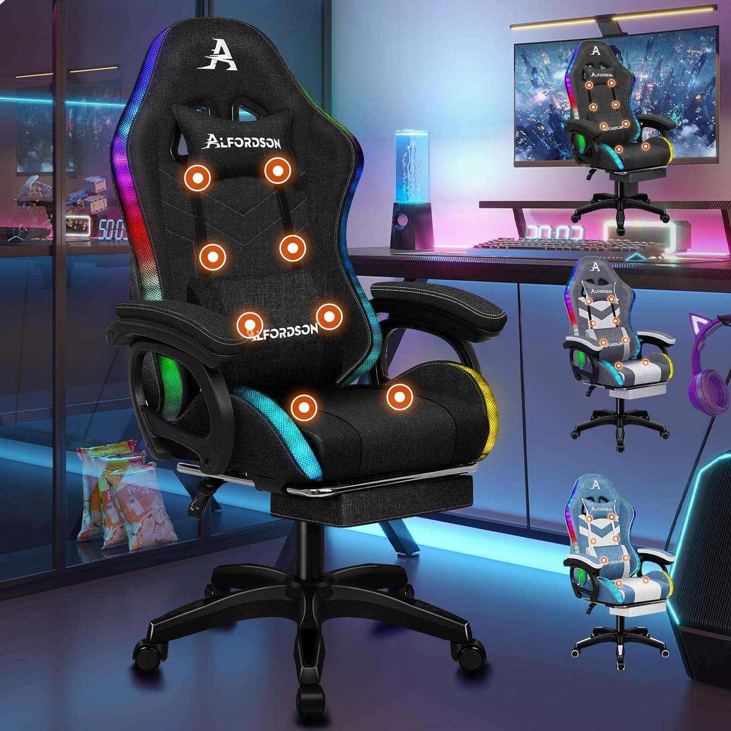Ergonomischer Gamer Stuhl mit Massagefunktion und USB-Anschluss