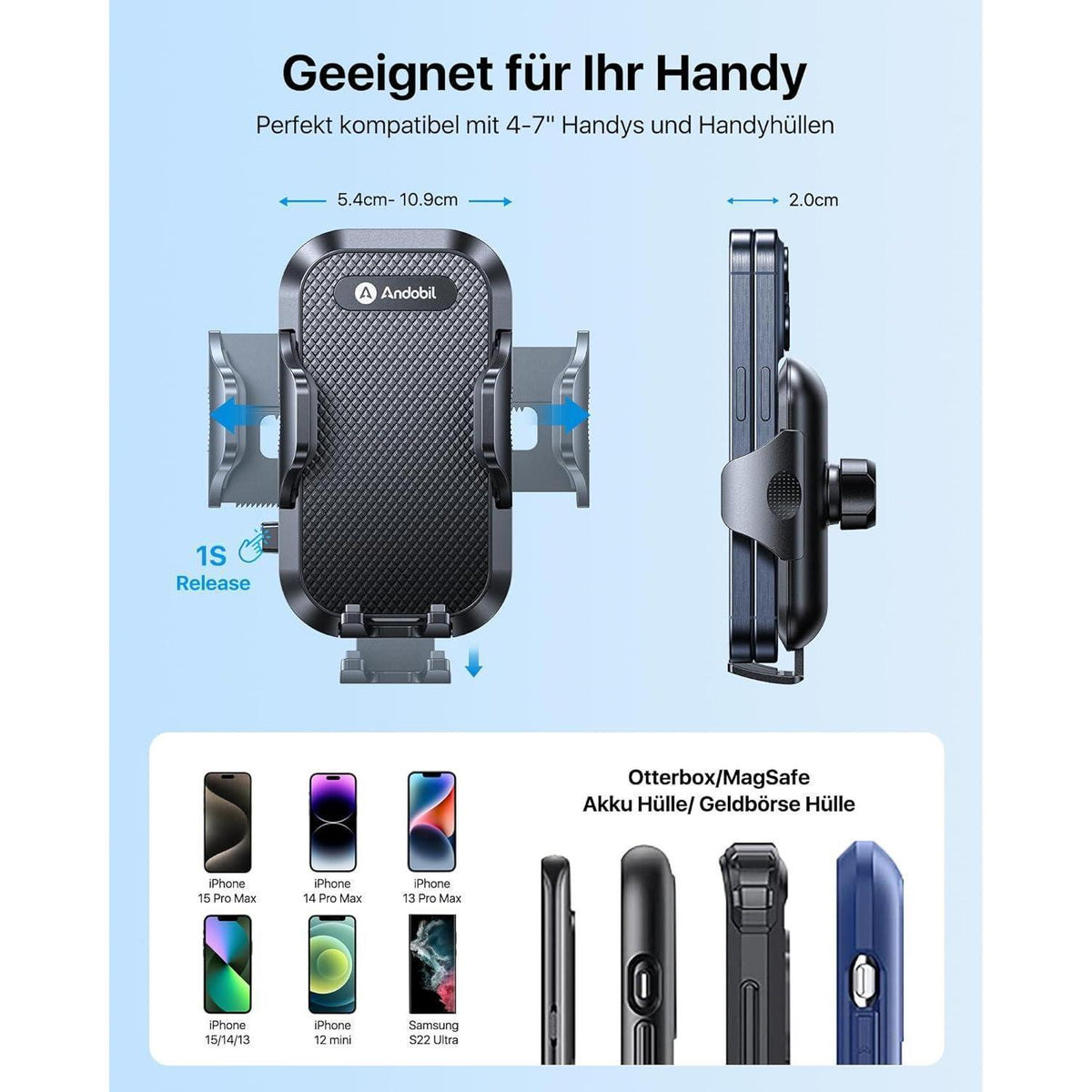 Runde Auto Handyhalterung für Mercedes, Mini Cooper & Co.