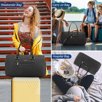 Reisetasche Damen 45L Schwarz Weekender Sporttasche Handgepäck Fitness