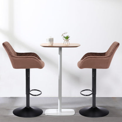 Barhocker Set 3er – Höhenverstellbar, Samt, Braun