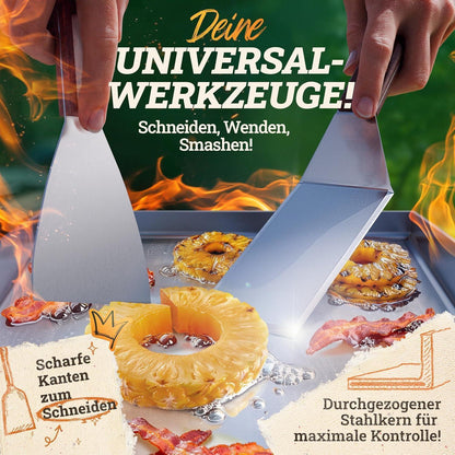 Plancha Grillplatte 40x40cm mit 2 Spachteln aus Edelstahl