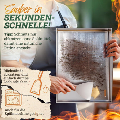 Plancha Grillplatte 40x40cm mit 2 Spachteln aus Edelstahl