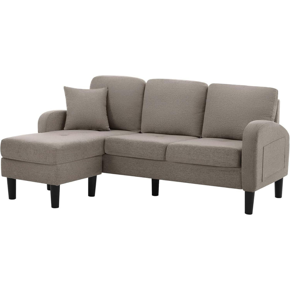 L-förmiges Ecksofa 3-Sitzer, Dunkelgrau, Baumwolle & Leinen