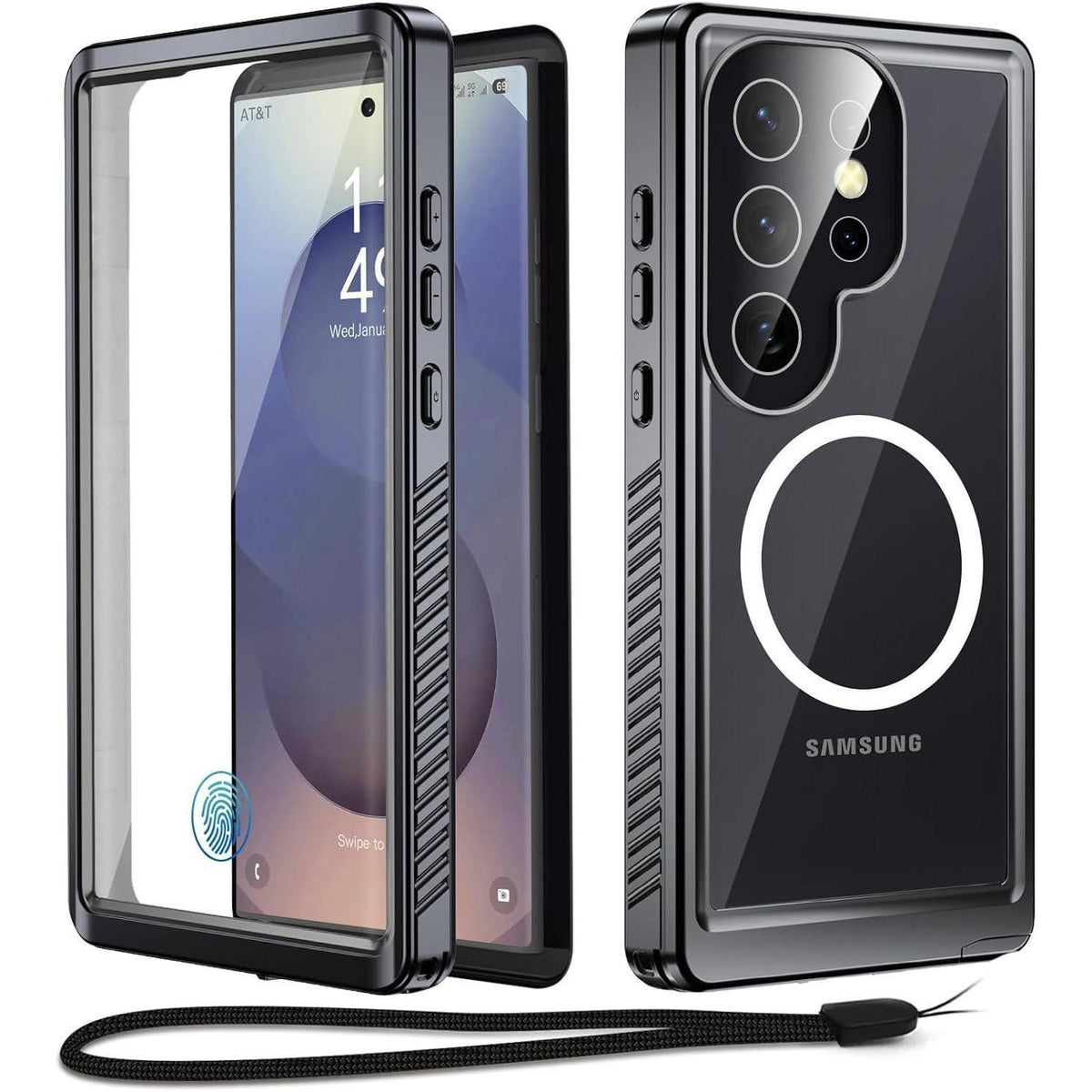 Wasserdichte Hülle für Samsung S25 Ultra mit MagSafe, Schwarz