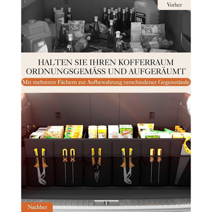 Faltbarer Kofferraum Organizer – 3 Fächer, Stabil & Groß