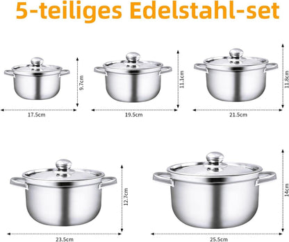 HOUSLUX Topfset Induktion 5-teilig poliert unbeschichtet