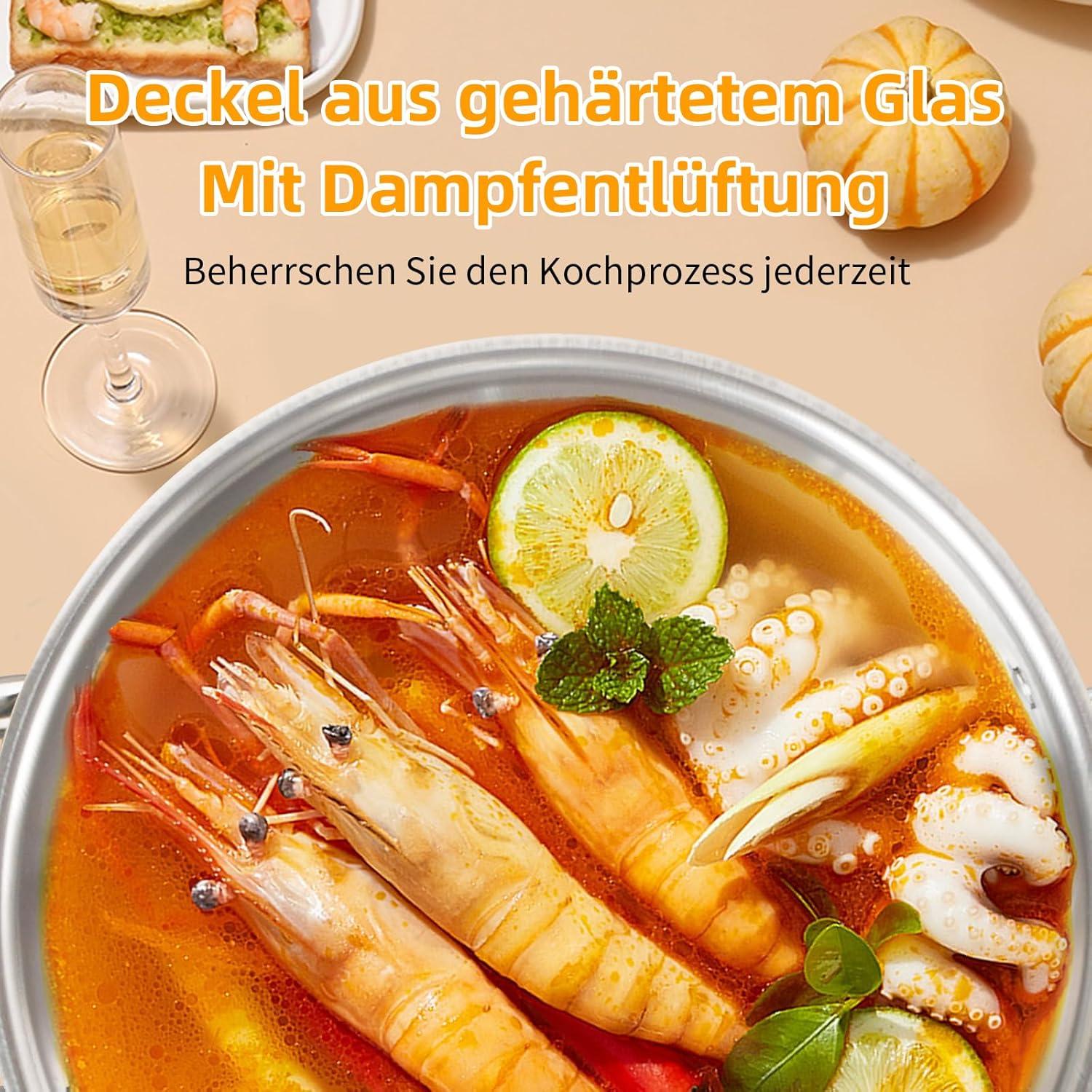 Topfset Induktion 5-teilig Edelstahl poliert unbeschichtet