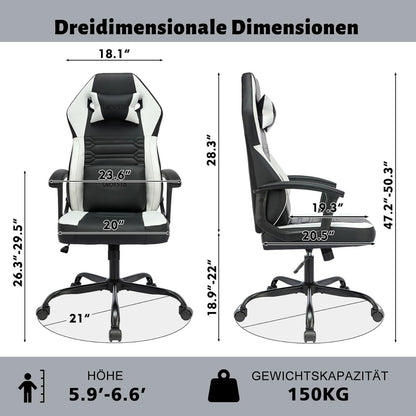 Ergonomischer Gaming Stuhl mit Memory-Schaumstoff Polsterung