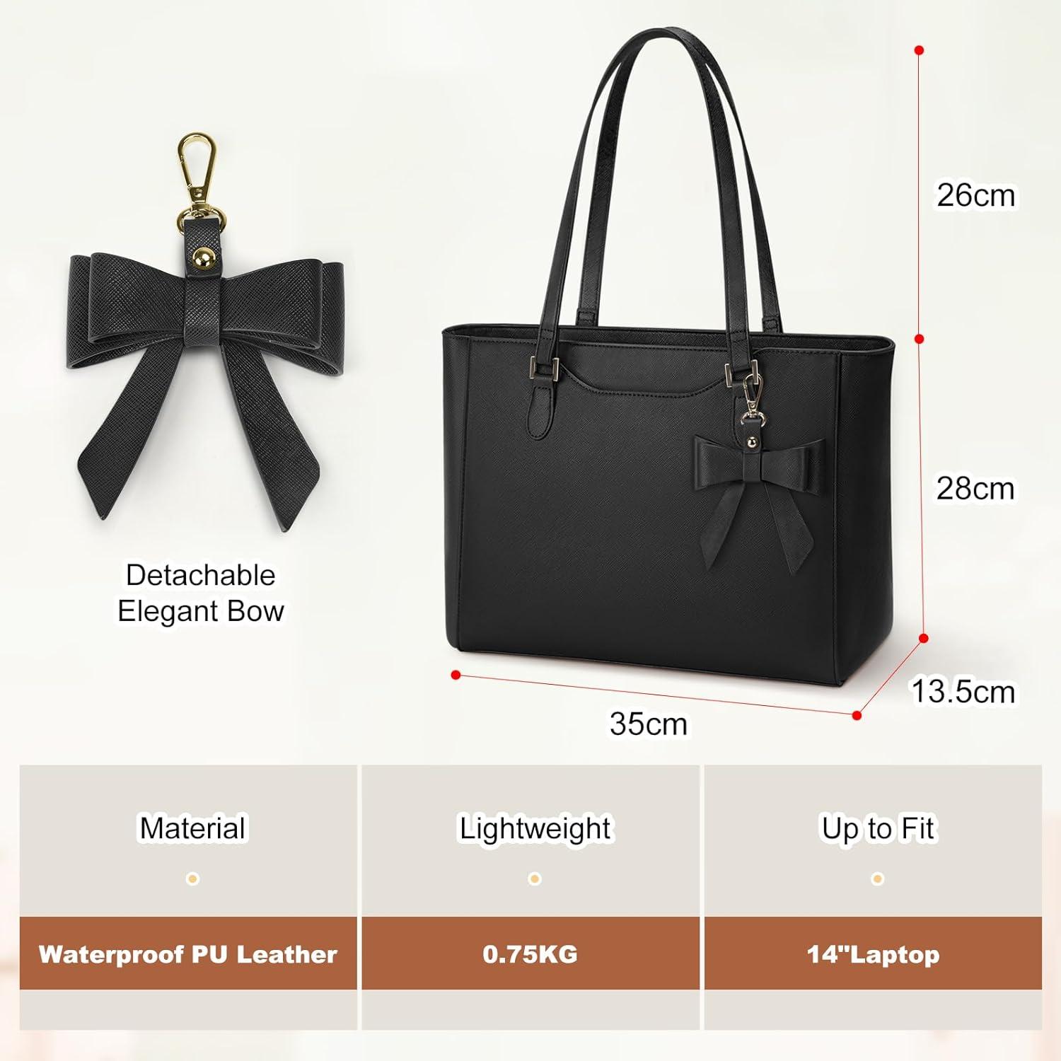 Handtasche Damen Groß Schwarz Wasserfest Leder Tote Bag