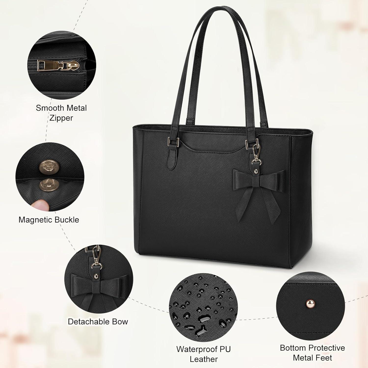 Damen Handtasche Groß Schwarz Wasserdicht Leder Tote Bag Henkeltasche