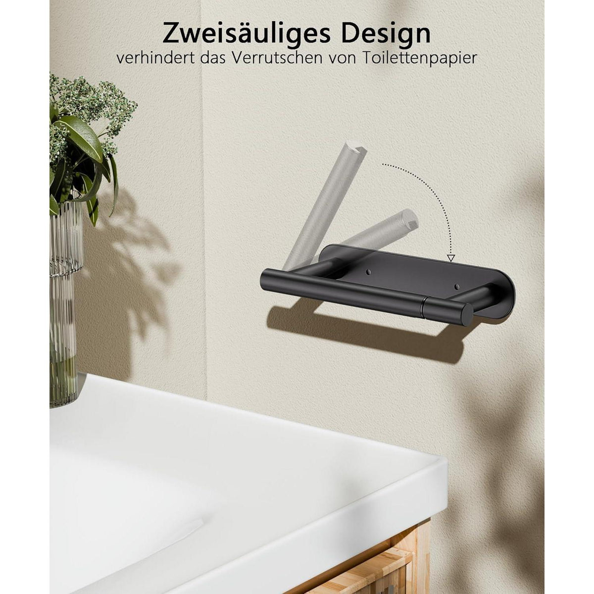 Edelstahl Toilettenpapierhalter ohne Bohren, Schwarz