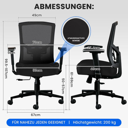 Ergonomischer Hoher Bürostuhl 200KG Schwarz Mesh Chair